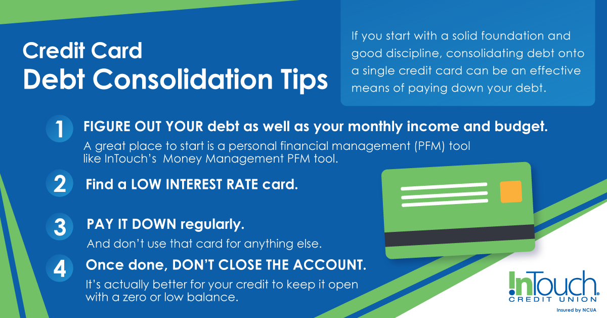 Infographic on Four Tips to Use a Credit Card for Debt Consolidation