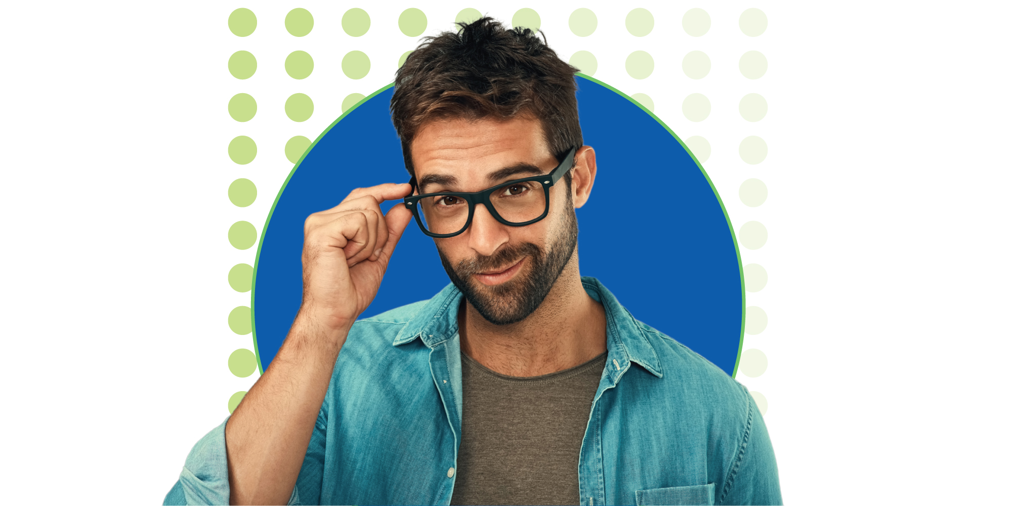Guy adjusts his glasses in interest