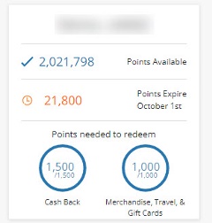uChoose Rewards® Account Overview Example with Point Totals