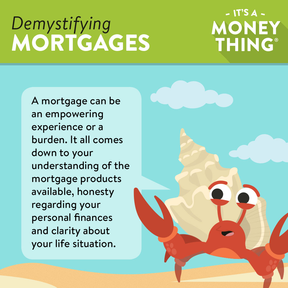 Infographic of a Cartoon Hermit Crab Warning About Mortgages Being a Costly Burden