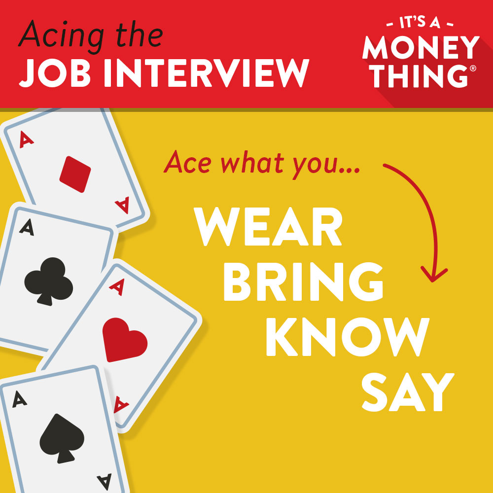 Graphic of Four Aces Encouraging Acing What You Wear, Bring, Know and Say