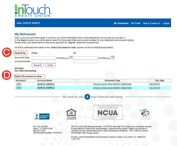 Electronic Services InTouch Credit Union