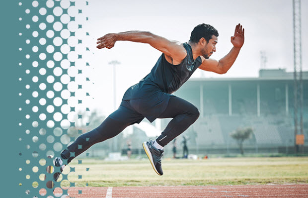 Track Star Sprinting Off Starting Line