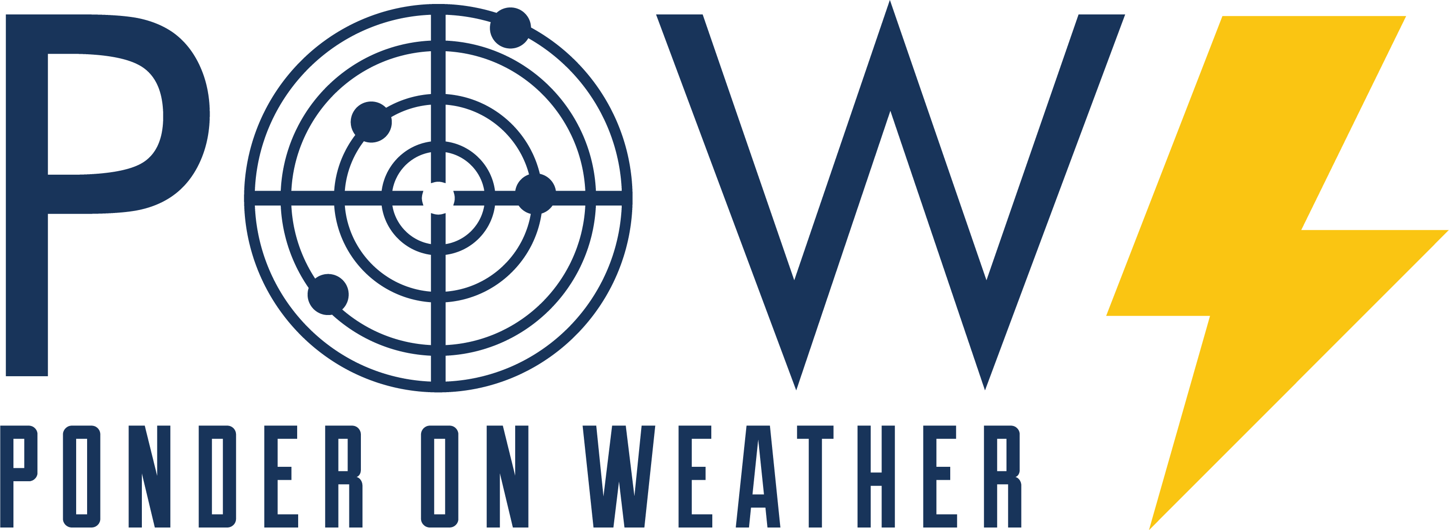 POW_NAVY_Yellow_horizontal Ponder on Weather Navy and Yellow Horizontal Logo