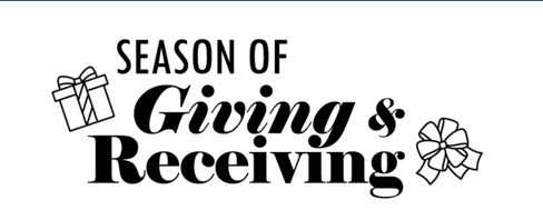 Season of Giving & Receiving Graphic with Present and Ribbon Icons