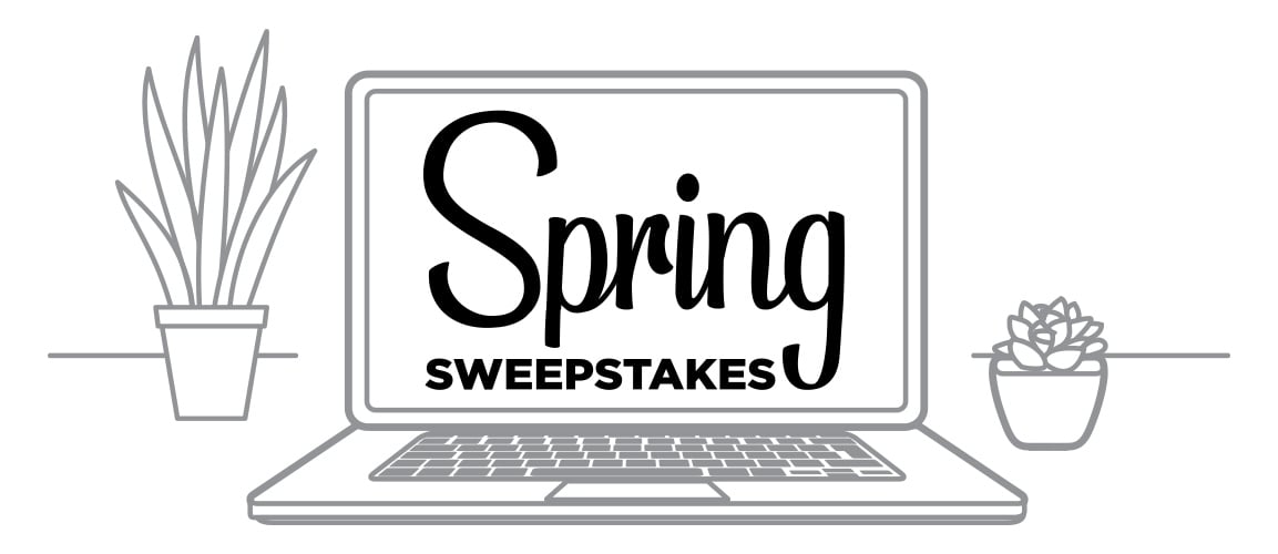 Spring Sweepstakes on Drawing of Computer Screen Atop Desk