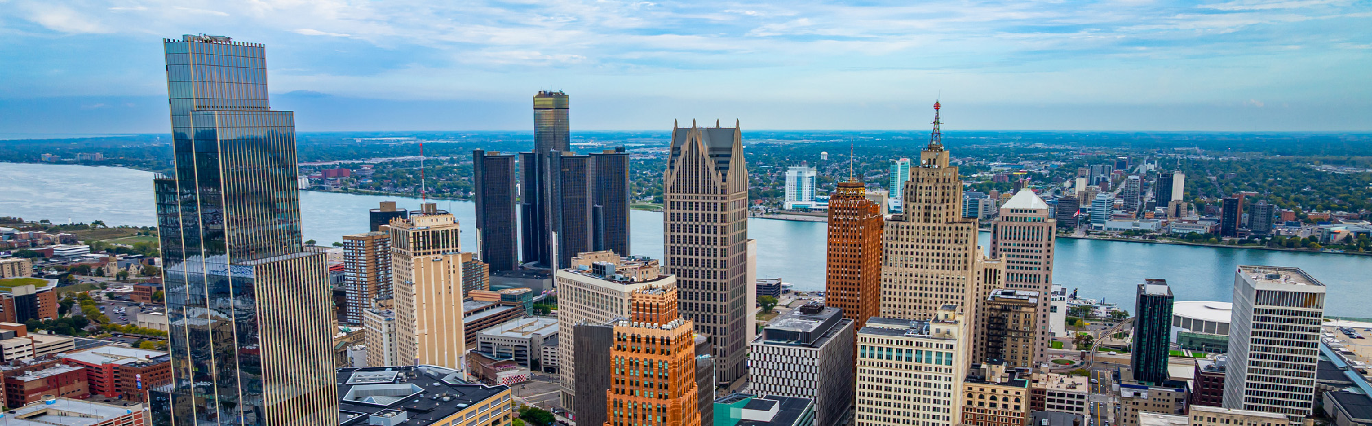 Detroit skyline representing InTouch Credit Union branch locations in Michigan