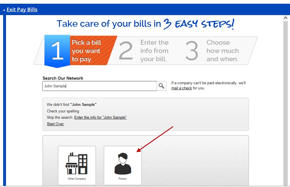 OLB Popmoney Person-to-Person Icon Popmoney Overview with Person Icon Selected