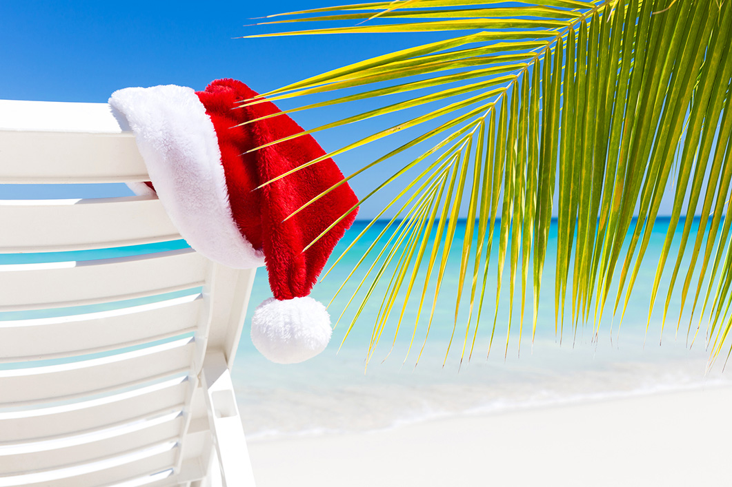 Christmas Hat on Beach Chair Christmas Hat on Beach Chair