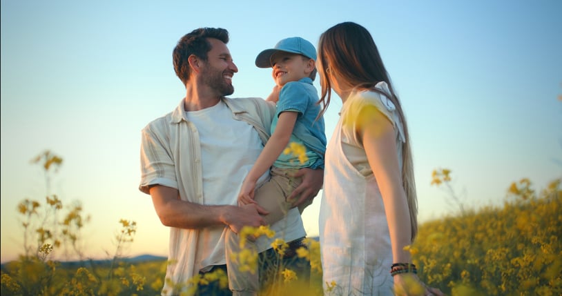 Family in Flower Fields